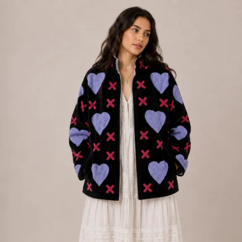 1 Lakshmi Jacket. Color azul marino con corazones