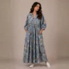 1 Shakti dress, Color azul acero con gatos