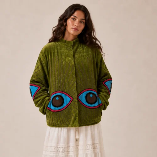 Lakshmi Jacket. Color verde manzana con ojo protector