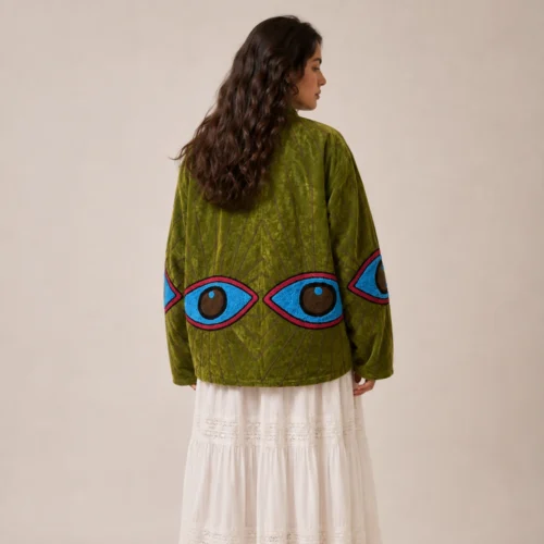 Lakshmi Jacket. Color verde manzana con ojo protector