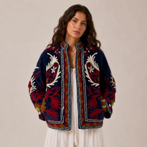 Lakshmi Jacket. Color azul rey y rojo
