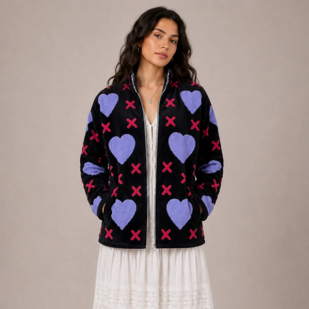 Lakshmi Jacket. Color azul marino con corazones