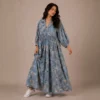 2 Shakti dress, Color azul acero con gatos