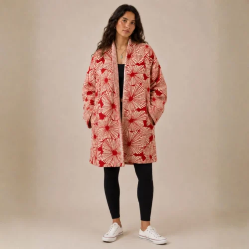 23 Selene Jacket, Color rojo brillante con flores