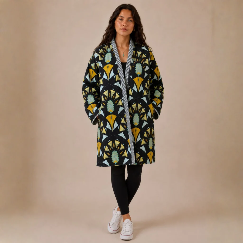 Selene Jacket. Color negro con abanicos