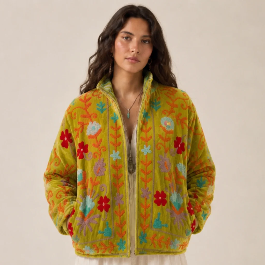 Lakshmi Jacket. Color mostaza con flores