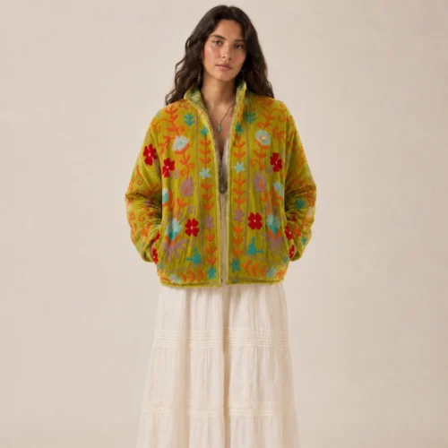 Lakshmi Jacket. Color mostaza con flores