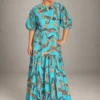 Chandra Dress Cats, cyan