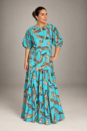 Chandra Dress Cats, cyan