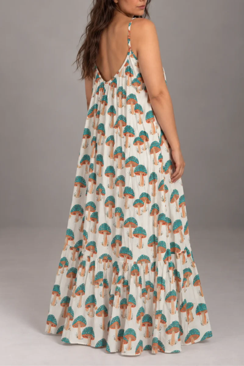 Leela Dress Mushrooms, green