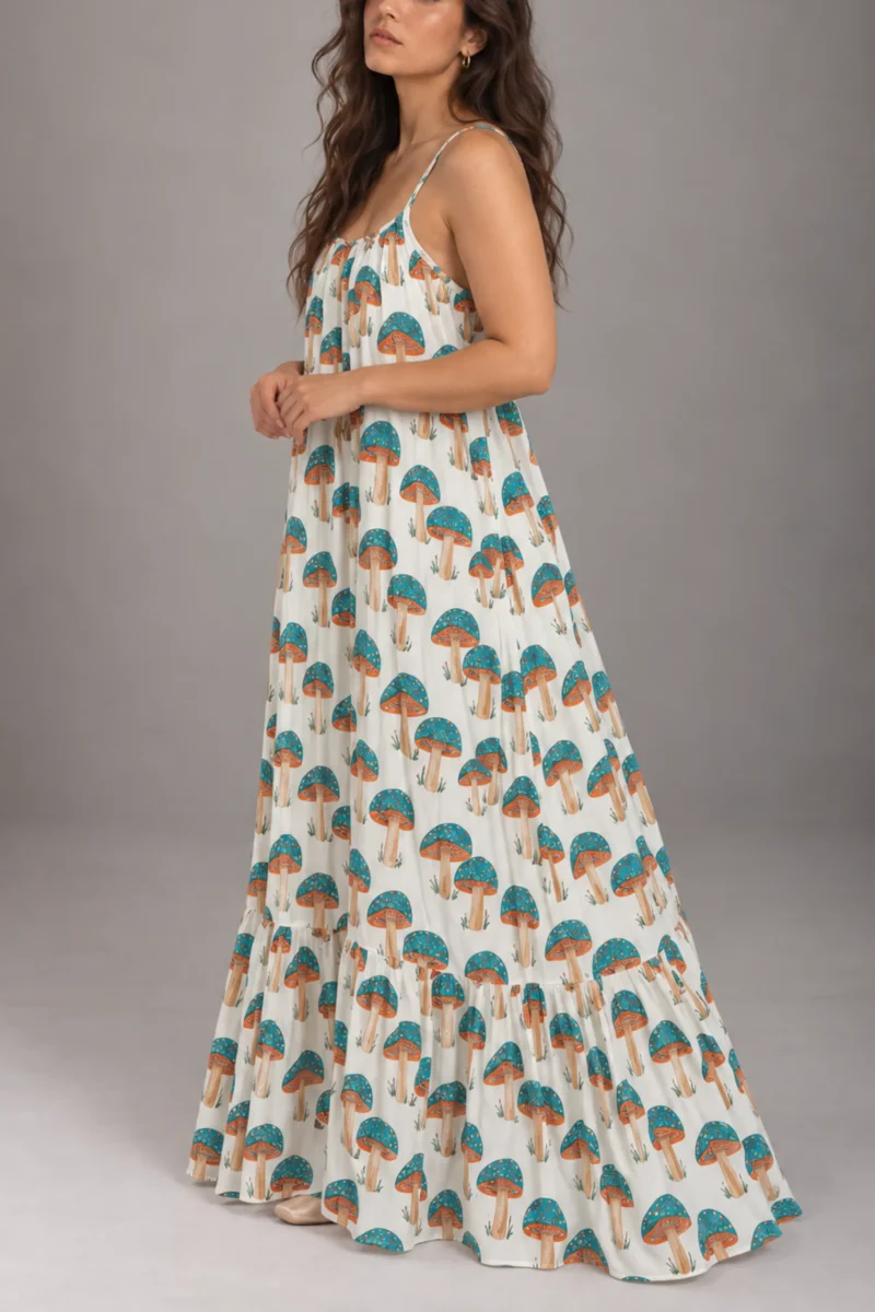 Leela Dress Mushrooms, green
