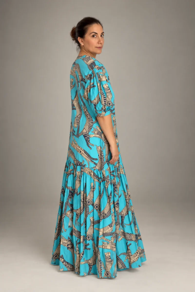 Chandra Dress Cats, cyan