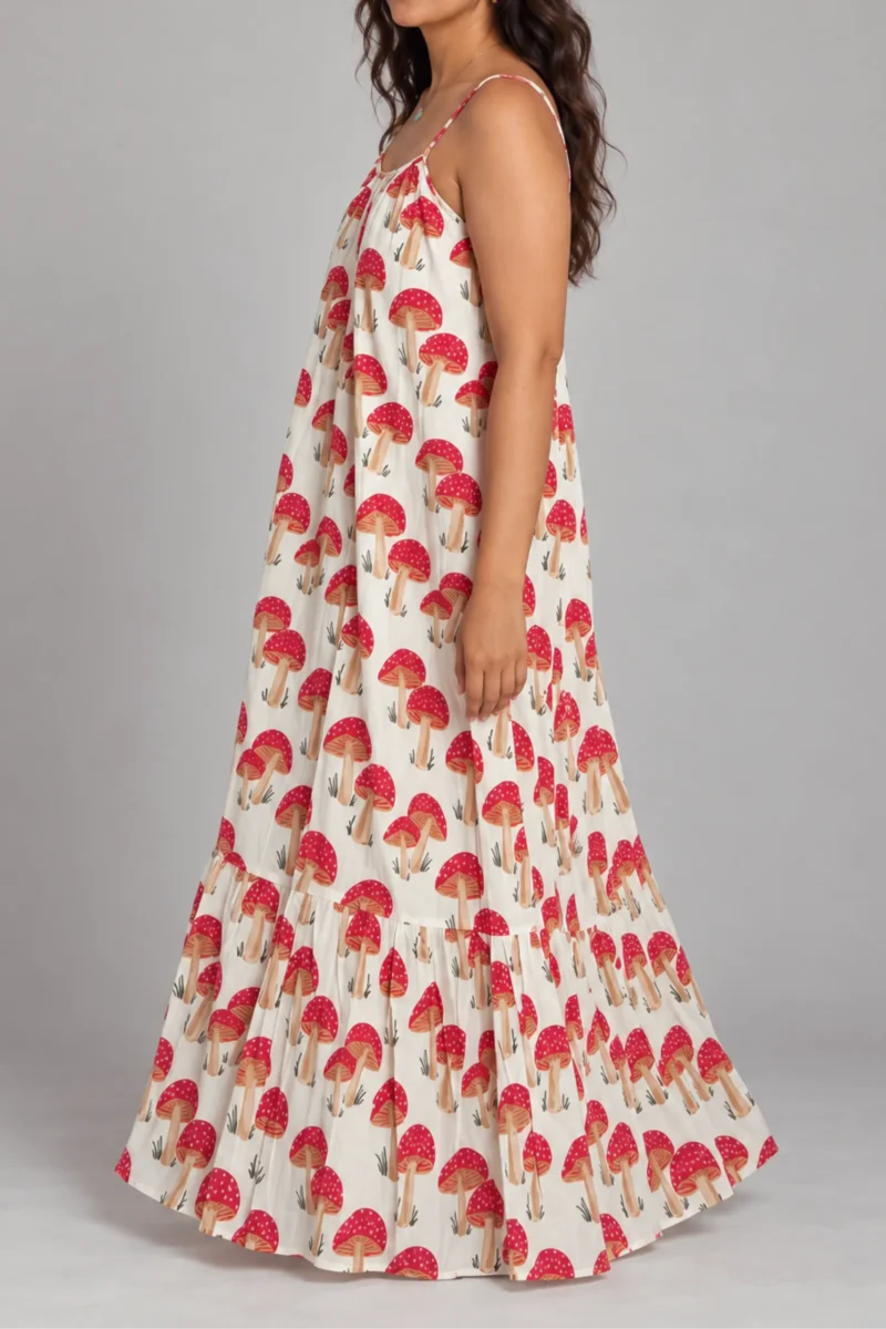 Leela Dress Mushrooms, red