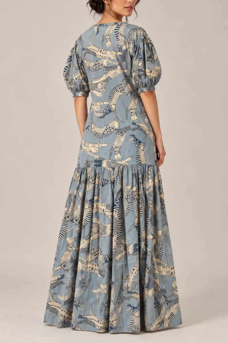 Chandra Dress Cats, dusty blue