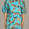 Chandra Dress Cats, cyan