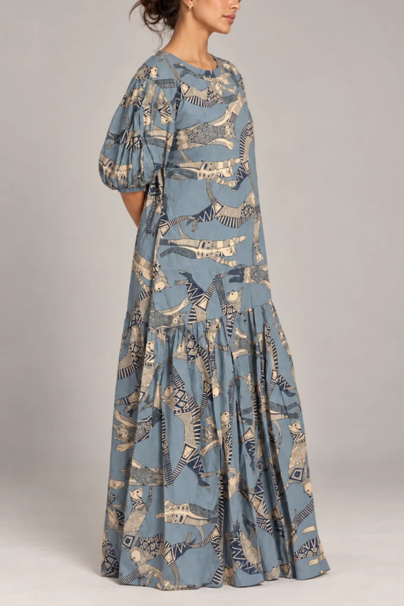 Chandra Dress Cats, dusty blue