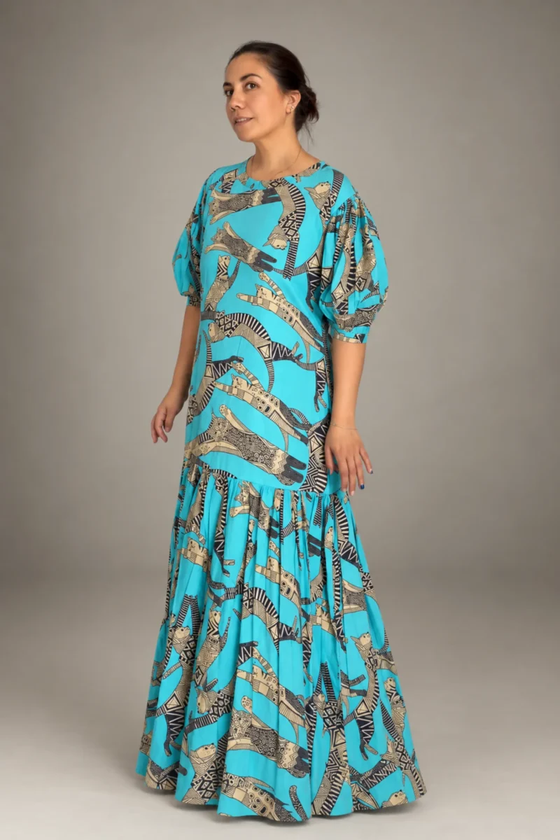 Chandra Dress Cats, cyan